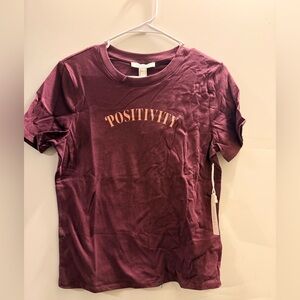 Burgundy 'Positivity' T-Shirt Forever 21 with purpose Sz S